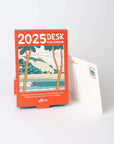 Eco-friendly 2025 desk calendar with 12 vibrant postcard-sized monthly cards