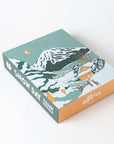 Snowboarding jigsaw puzzle by Alimo featuring vibrant winter mountain artwork